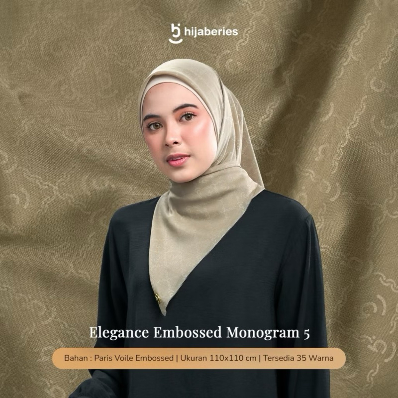 Hijaberies Elegance Embossed Square Polos Paris Voal
