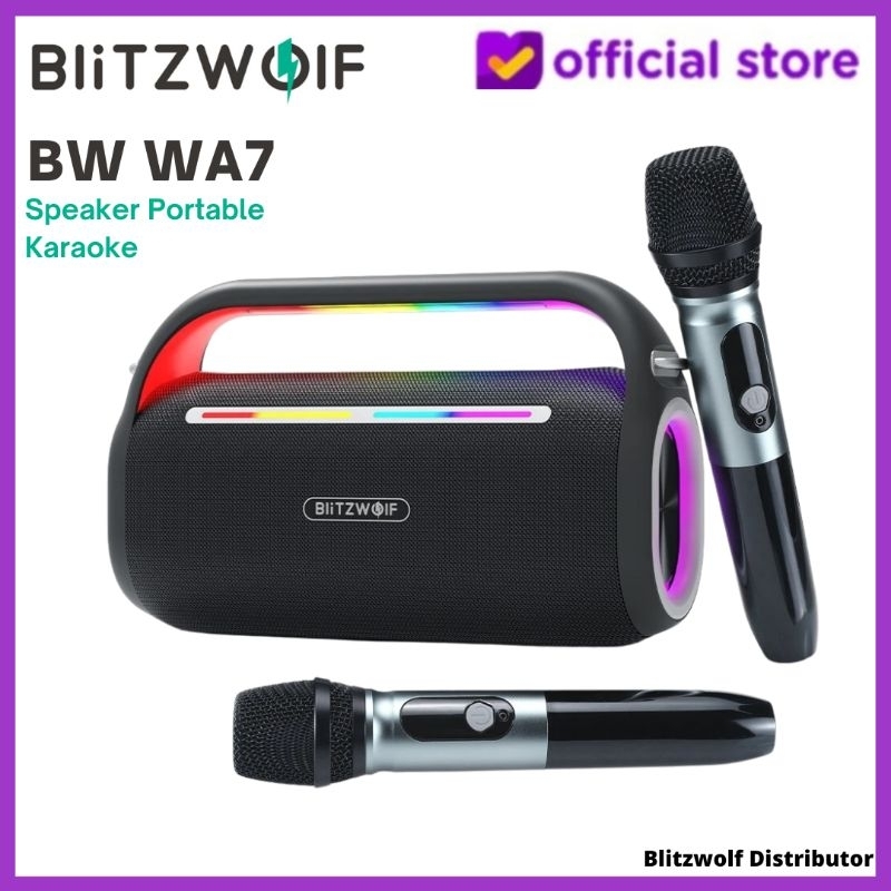 BlitzWolf BW WA7 120W Bluetooth Speaker Portable Karaoke Speaker Microphones Wireless TWS HiFi DSP