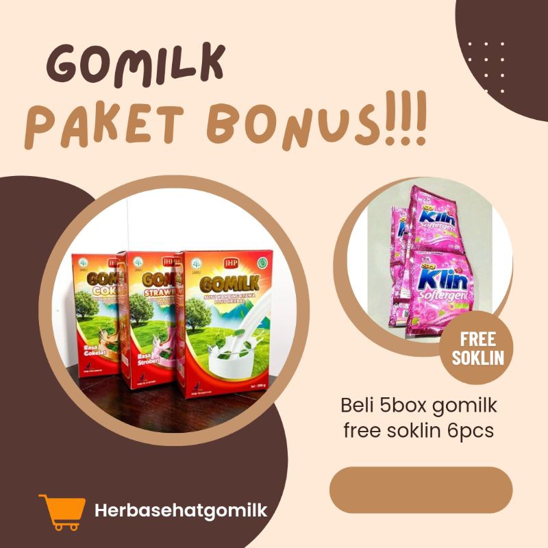 

{PAKET 5BOX GOMILK BONUS SOKLIN SOFTERGEN 6PCS} GOMILKsusukambingetawa+herbal