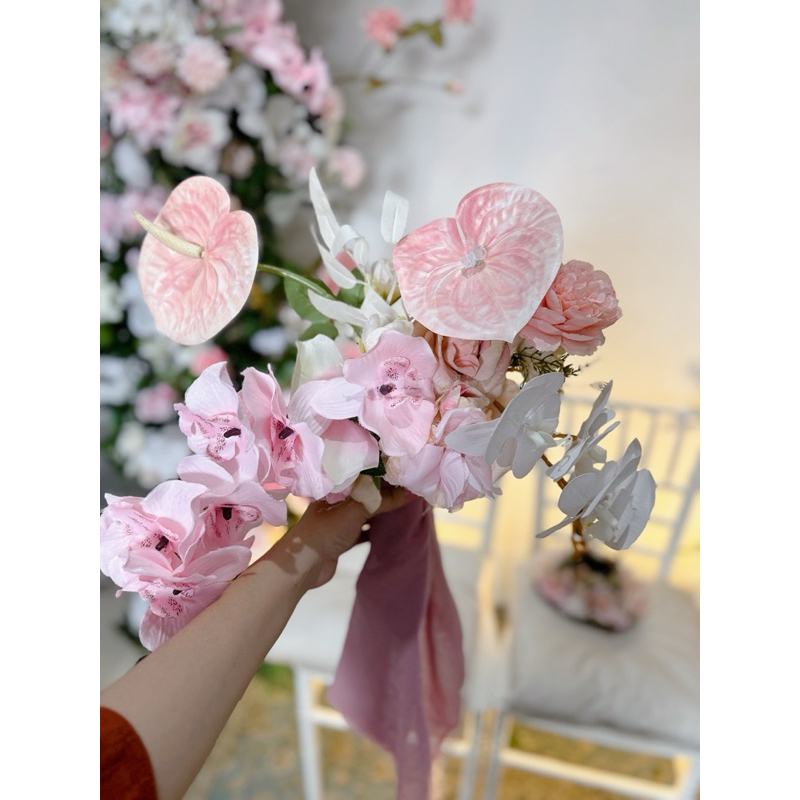 Bouquet Bunga Wedding Bunga Lamaran Bucket Bunga Anggrek Latex Artificial