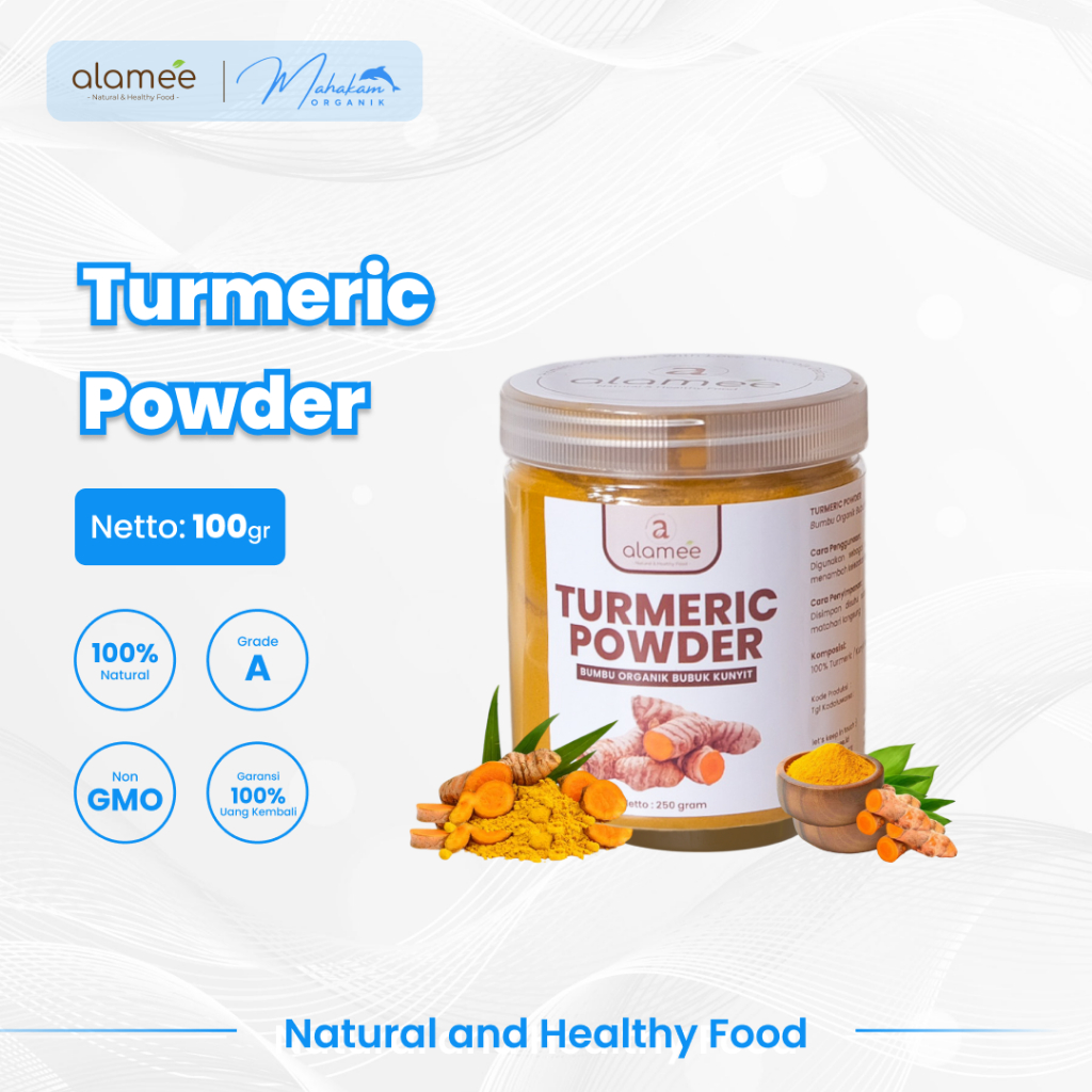 

ALAMEE Kunyit Bubuk Murni Turmeric Powder Ground Bumbu Dapur Instan Organik Masak Seasoning 250gr