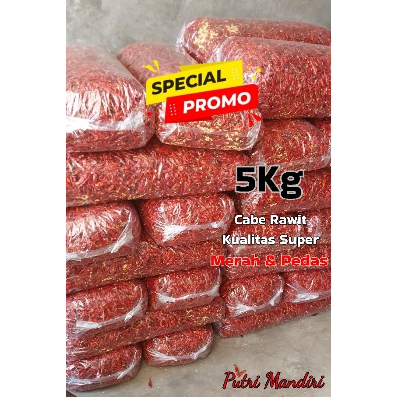 

5Kg Cabai Rawit Teja Kering Impor Super Pedas Promo Hemat [ A,B&C ]