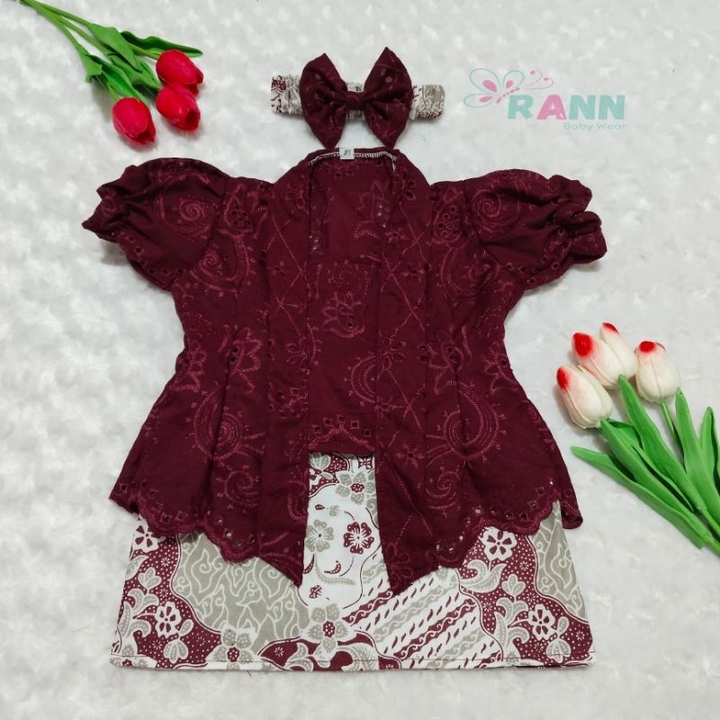 KEBAYA BAYI / KEBAYA ANAK PEREMPUAN 6-12 BULAN / SETELAN KEBAYA ANAK KATUN BORDIR