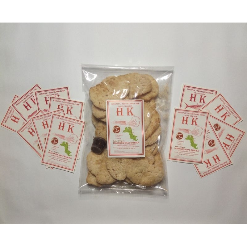 

Kerupuk/Kemplang Panggang Arang Cumi HK Asli Bangka Berat 250Gram