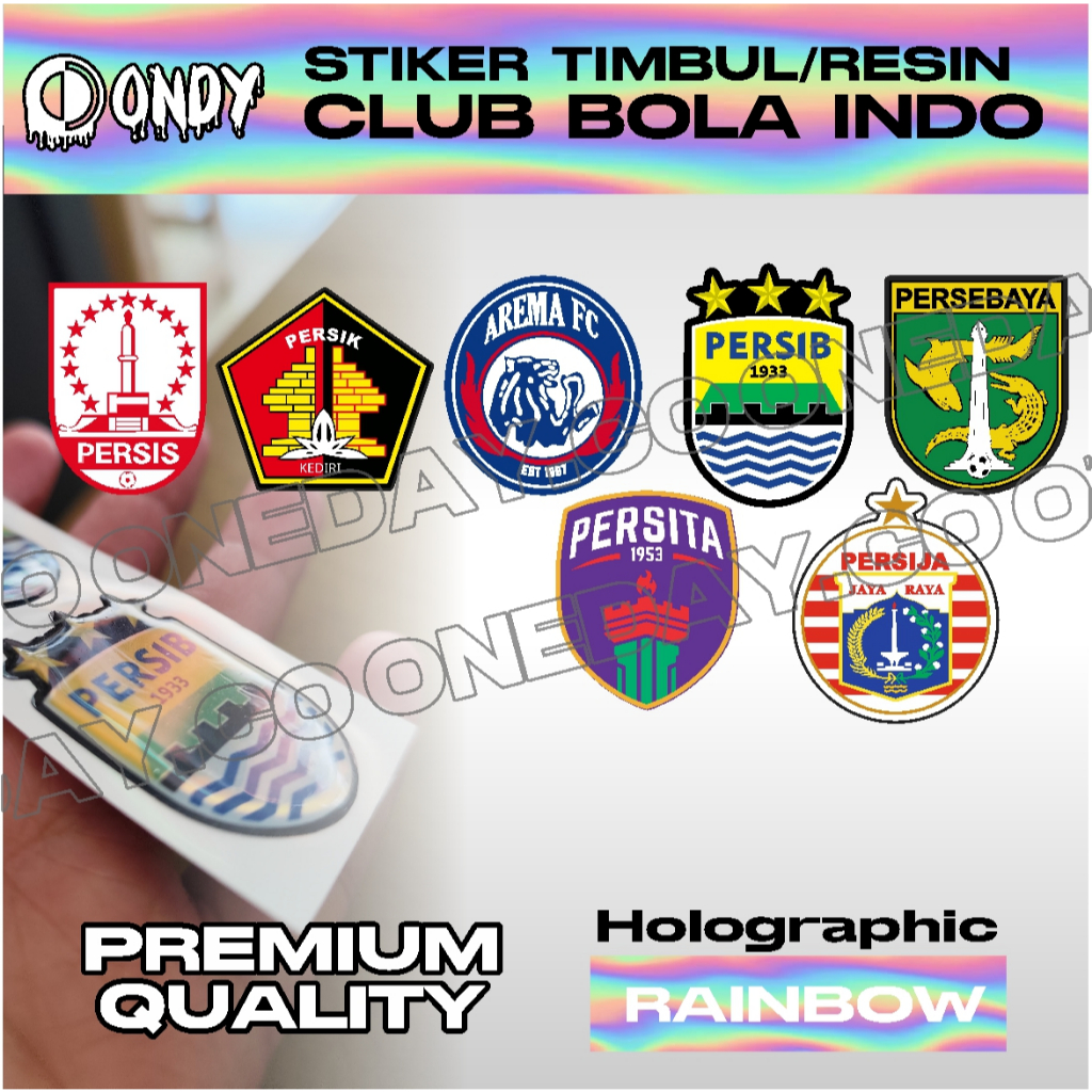 

Stiker Timbul Emblem Resin Club Bola Indo Premium Quality Holographic Rainbow