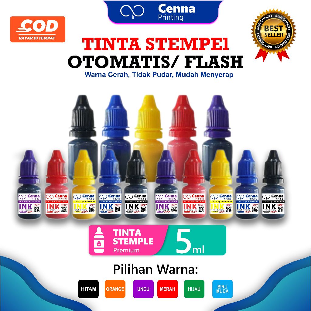 

Tinta Stempel Otomatis 5ML | Tinta Stempel Flash | Tinta Refil Stempel Warna STAMP | tinggal TUANG INK ANTI LUNTUR WATERPROOF PREMIUM