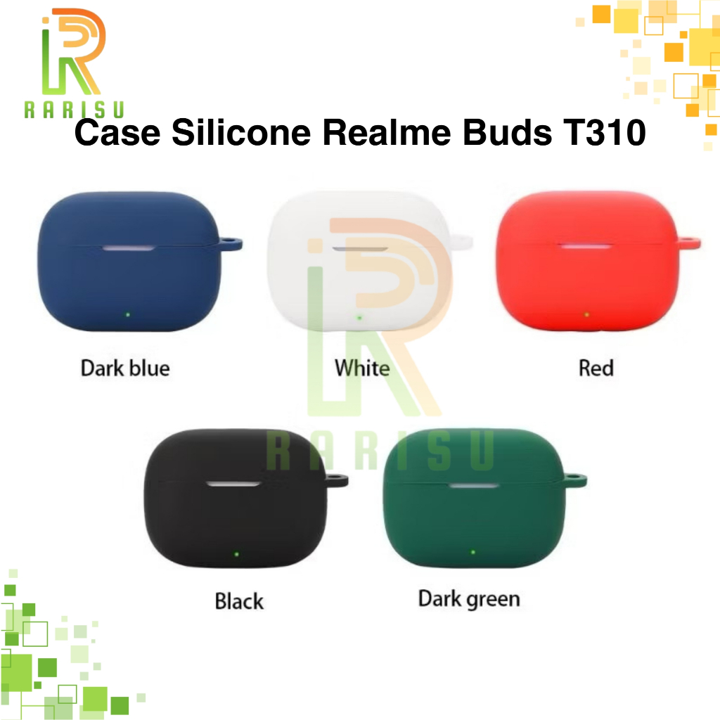 Case Polos Casing Cover Silicone Realme Buds T310 + Carabiner Rarisu