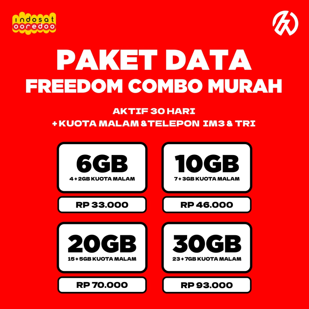 PAKET DATA INDOSAT FREEDOM COMBO 30 HARI MURAH