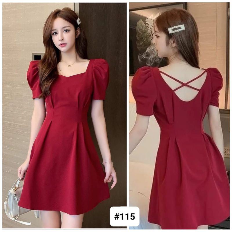 Dress Scuba Edisi Imlek 115 - Bahan Scuba Melar Casual Wanita - Pendek, Dewasa, Baju, Midi, Panjang,