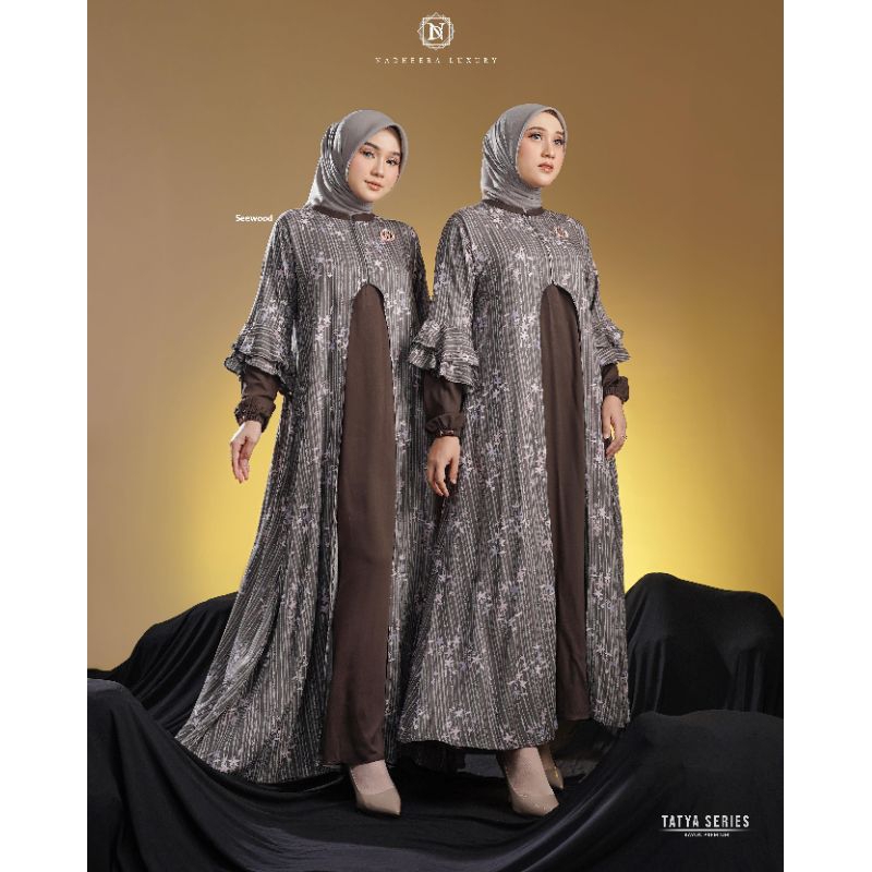 [NEW] ✔️ COD | TATYA SERIES • NADHEERA LUXURY / Gamis Midi Dan Dress Motif Salur Bunga Cantik Mewah 