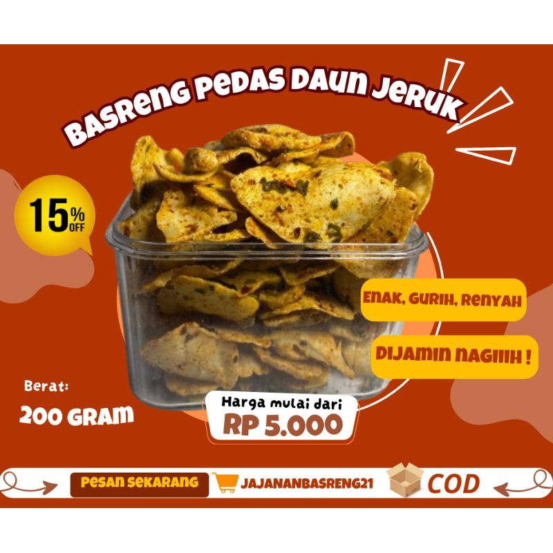 

CEMILAN KERIPIK BASRENG CHILI OIL/BASRENG DAUN JERUK/BASRENG PEDAS MANIS/ BASRENG VIRAL BANDUNG/BASRENG MENTAH/ BASRENG GURIH RENYAH/BASRENG ORIGINAL KILOAN KEMASAN 200 GRAM