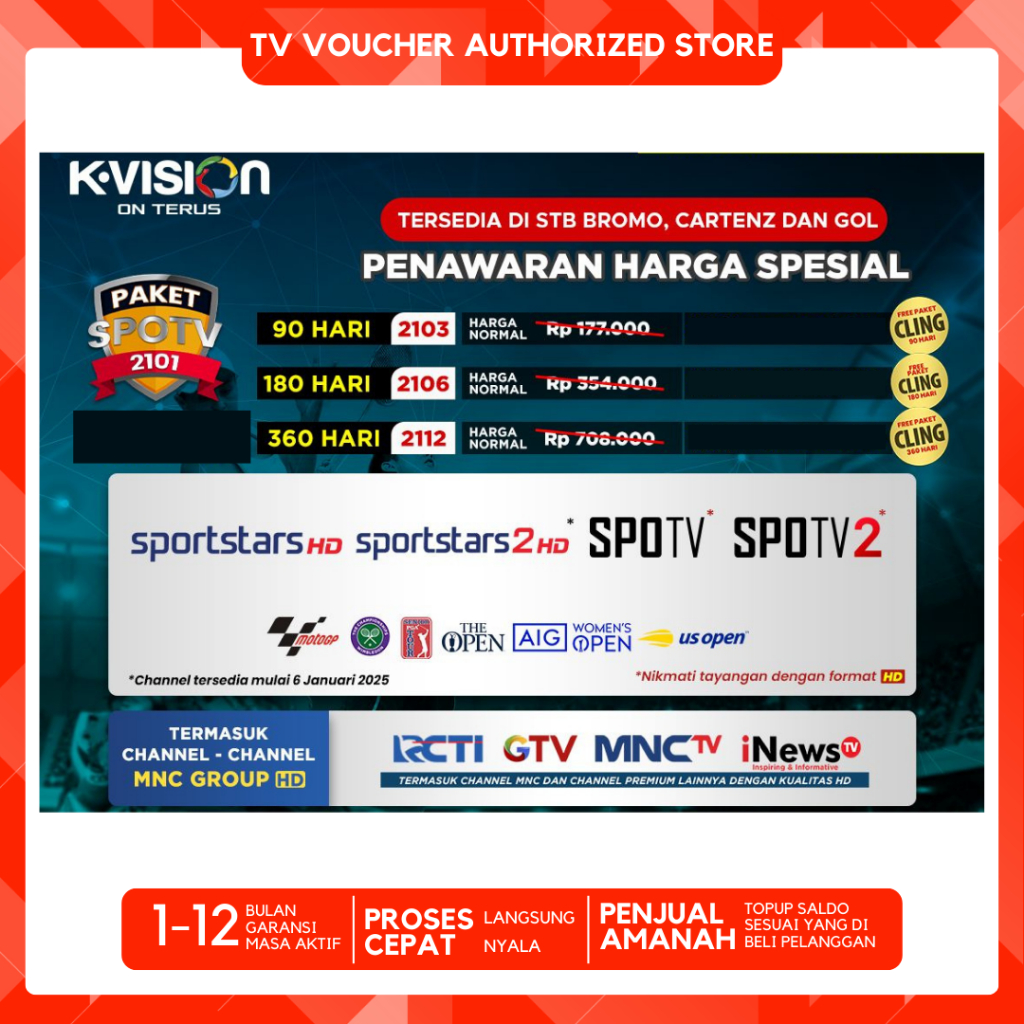 K-Vision Paket SPOTV KVISION MotoGP 90 Hari 180/360