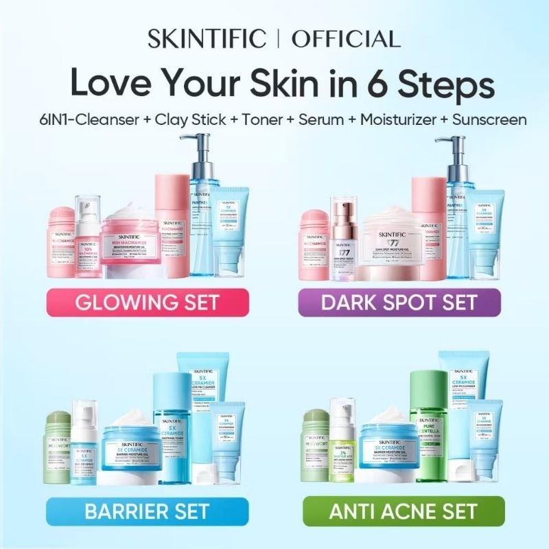 Bundle Skintific | Glowing Set | Peeling Moist | Dark Spot | Retinol Set |
