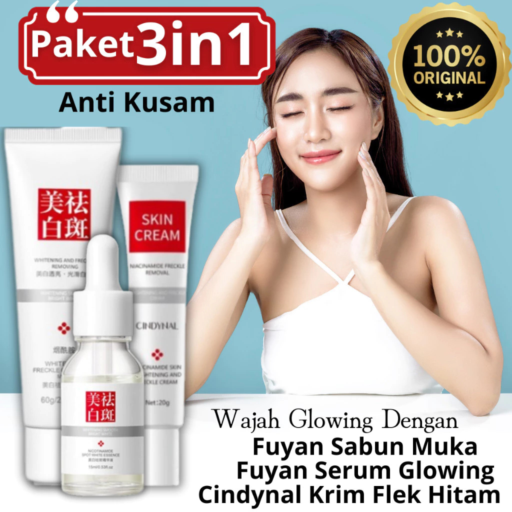 3in1 Set Lengkap Cindynal Cream Flek Hitam Skincare Korea Glowing Pemutih Wajah Bpom