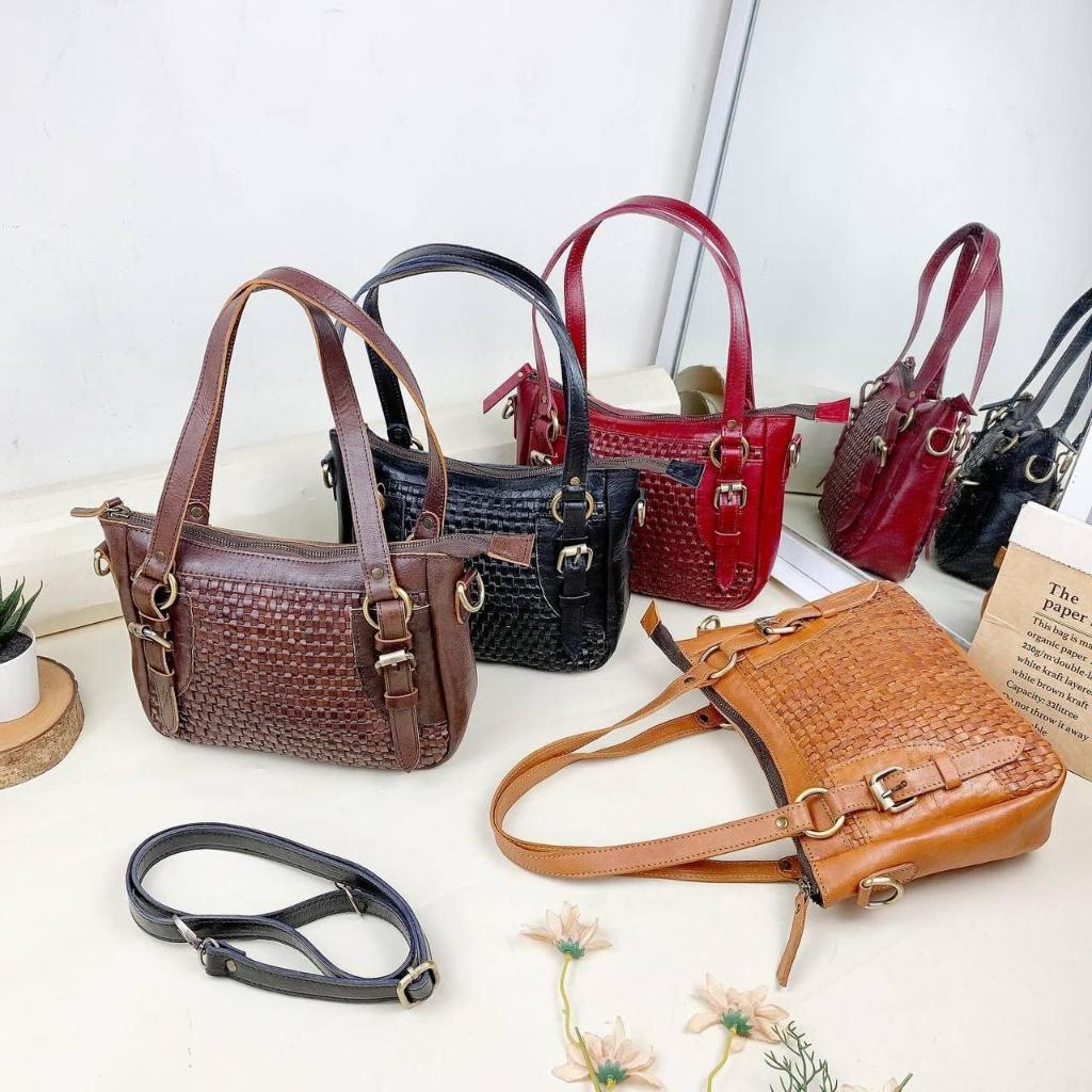 LINEAR LEATHER - Tas Kulit Anyam Wanita - Mya Bag Anyam