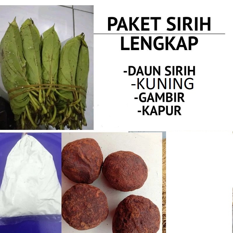 

Paket Sirih Lengkap - Daun Sirih, Kuning, Gambir dan Kapur