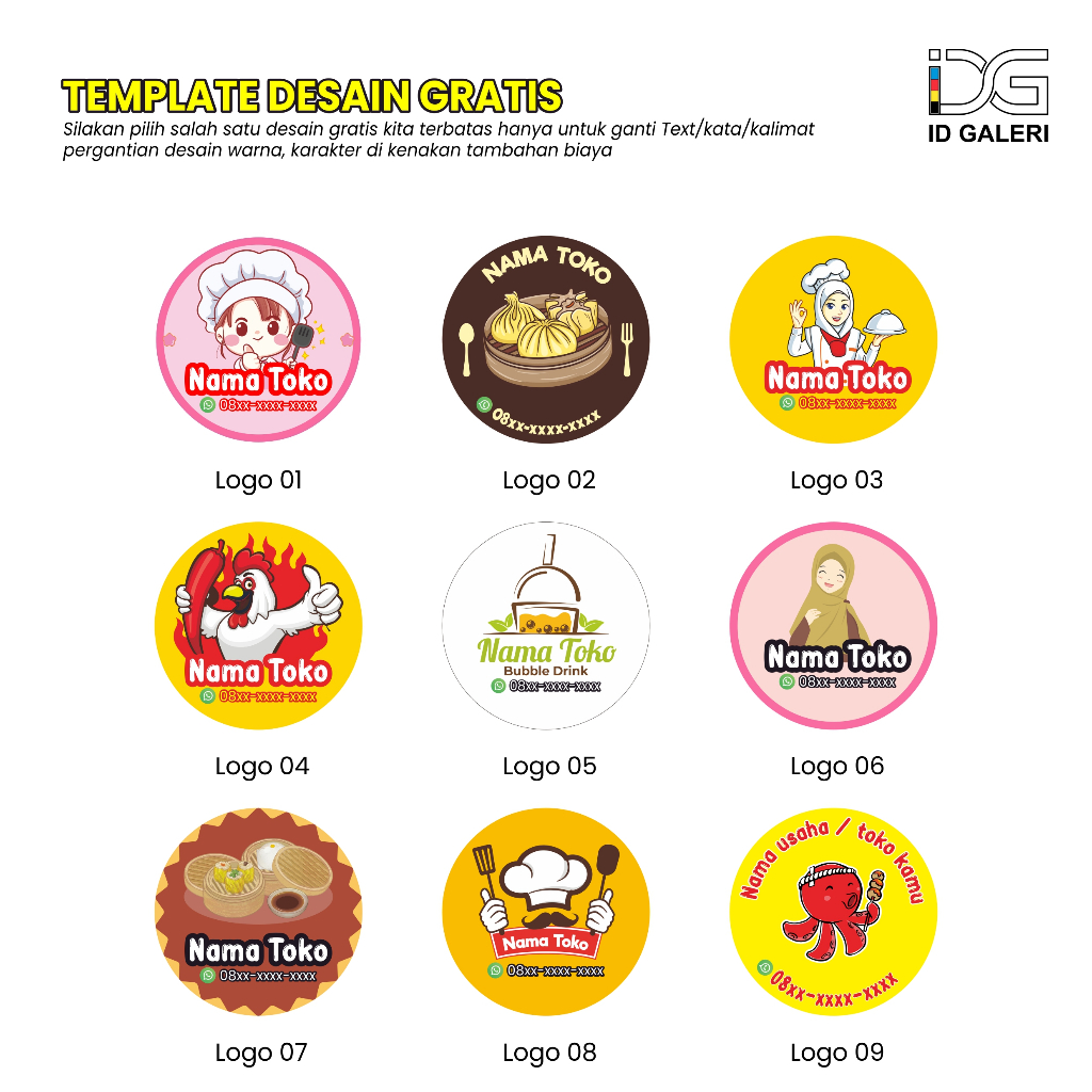 

ID Galeri | Cetak Stiker Logo Label Makanan Minuman | Stiker olshop cutting | stiker produk