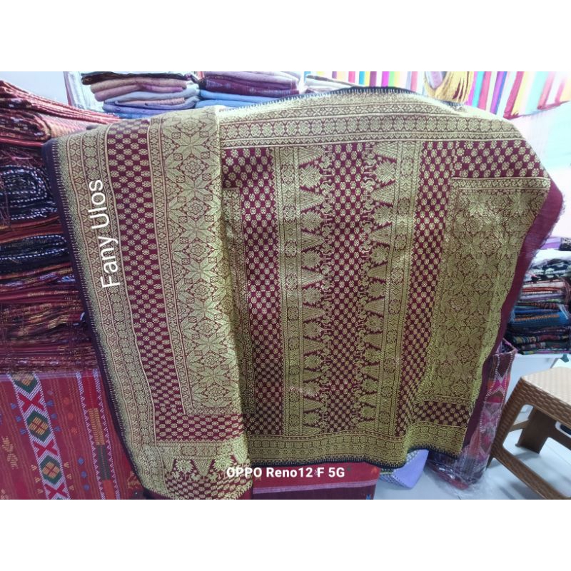 SONGKET PALEMBANG BADAN GOLD TUMPAL MERAH.