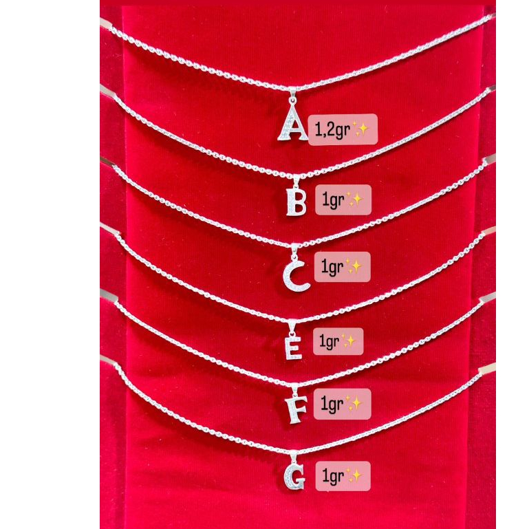 Kalung Inisial Nama Dewasa/Anak Perak Asli 925