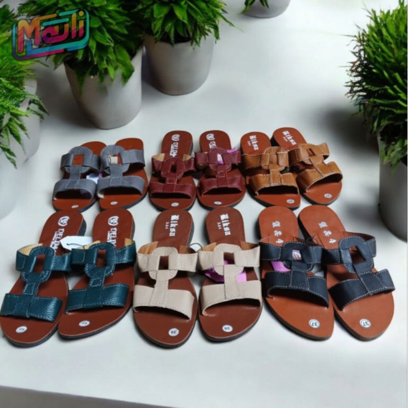 Sandal Kulit Wanita cibaduyut bandung model Anyam / sandal selop kulit cibaduyut / sandal selop kuli