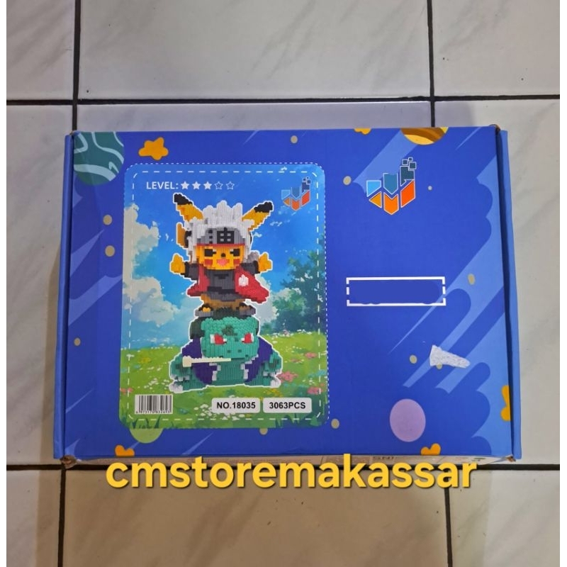 Mainan Balok Susun Anak Nano Block Puzzle 3D Jumbo Pikachu Jiraiya 3063 Pcs