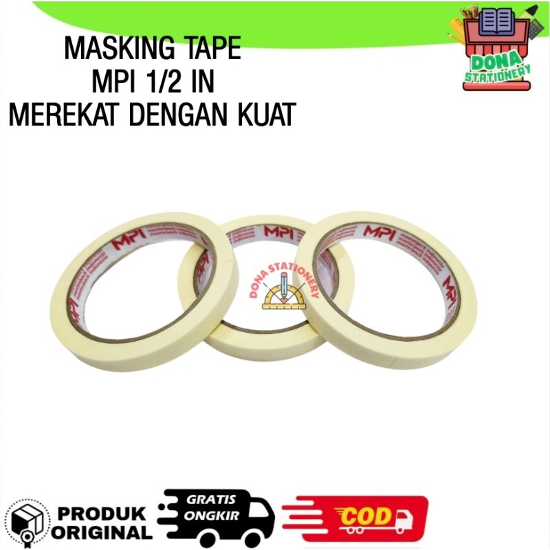 

[ 1 PCS ] MASKING TAPE MPI 1/2 INC 12 mm × 21 Meter