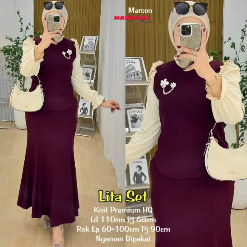 lita set/set rok/setelan rok/baju wanita muslim