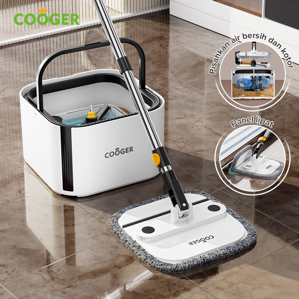 HALUS Pel Lipat Dual Clean Mop Spin Mop Plus Deluxe 2IN1 Dengan Ember Pemisah Air Bersih dan Kotor