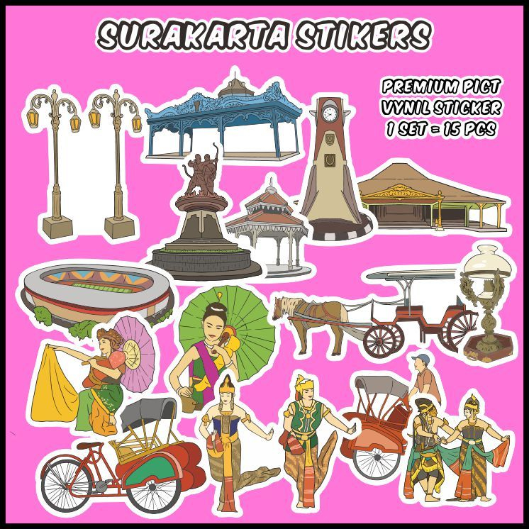 

[1 pack] Surakarta / Solo Stickers (Stiker Surakarta / Solo) Cocok untuk oleh-oleh / scrapbook / jurnal / diary / Sticker Pack / Ecer - ddu-du sticker