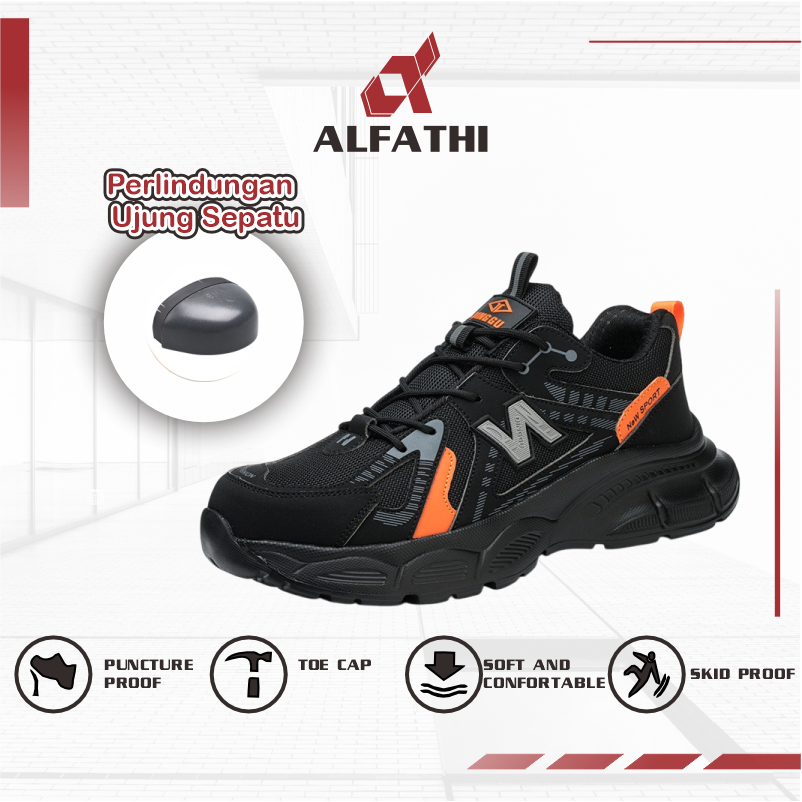 [Promo] Sepatu Safety Sport Alfathi New Original  Rust Black | Sepatu Safety Sport | Sepatu Kerja | 