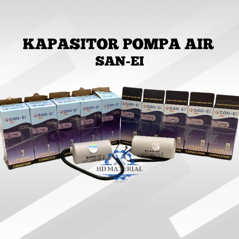 Kapasitor Bulat Pompa Air / Kapasitor Pompa Air SAN-EI 8UF, 10UF, 12UF, 14UF