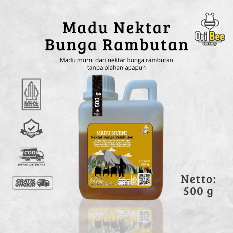 

Madu Asli Murni 500gr Ori Bee Grade A Nektar Rambutan 100% Pure Natural Raw Honey