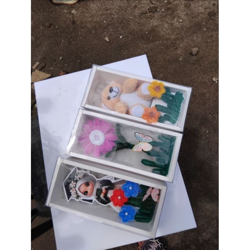 Flower in frame Bingkai foto 3D | flower box | Gift hadiah |bunga kawat bulu|kado foto Aestetic