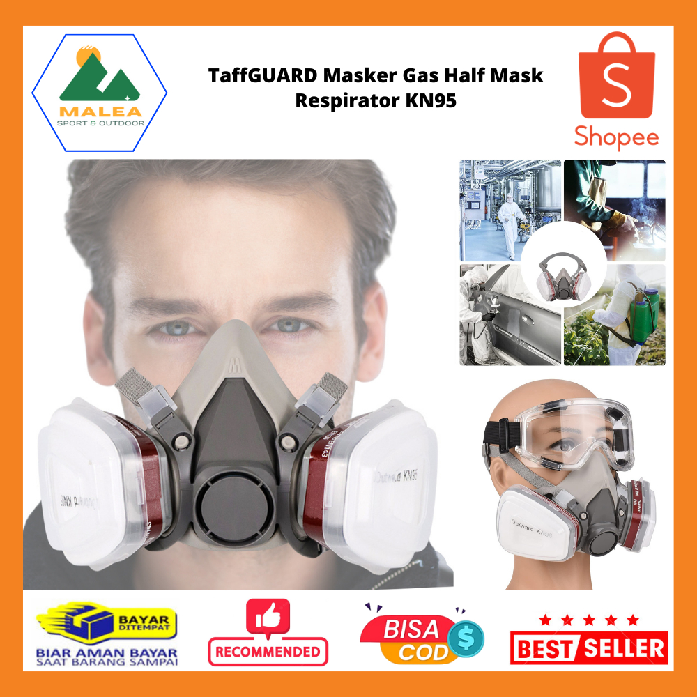 Masker Gas Half Mask Respirator KN95 / Masker Pernapasan Gas Debu Cat Semprot Dengan Filter