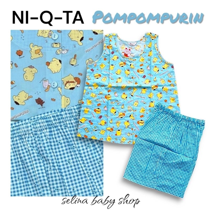 NIQTA M Piyama Katun Dewasa Kutung Celana Pendek POMPOMPURIN