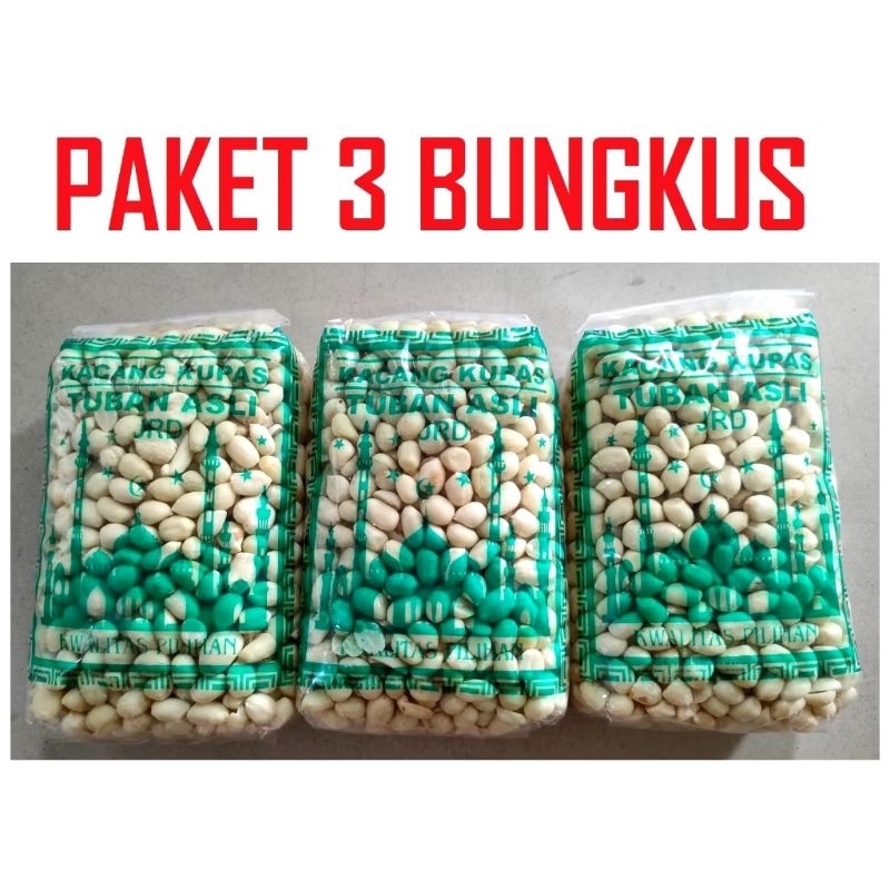 

Paket 3 bungkus kacang kupas asli tuban Berat 1 Bungkus 350 Gram