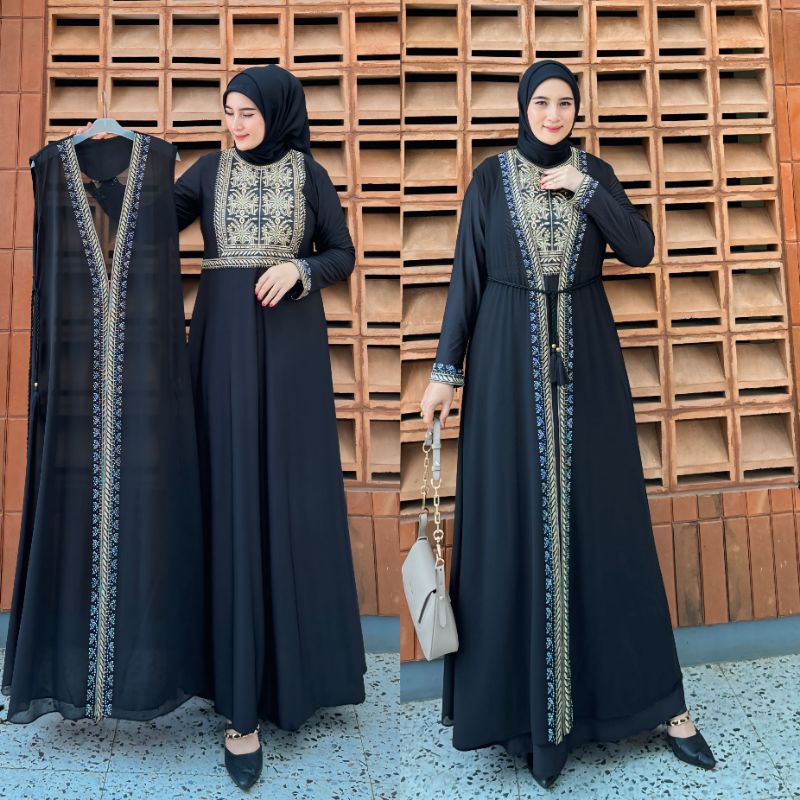 GAMIS ABAYA TURKEY BORDIR FLOWER ROMPI OUTER LEPAS MEWAH TERBARU JUBAH UMROH ABAYA ARAB