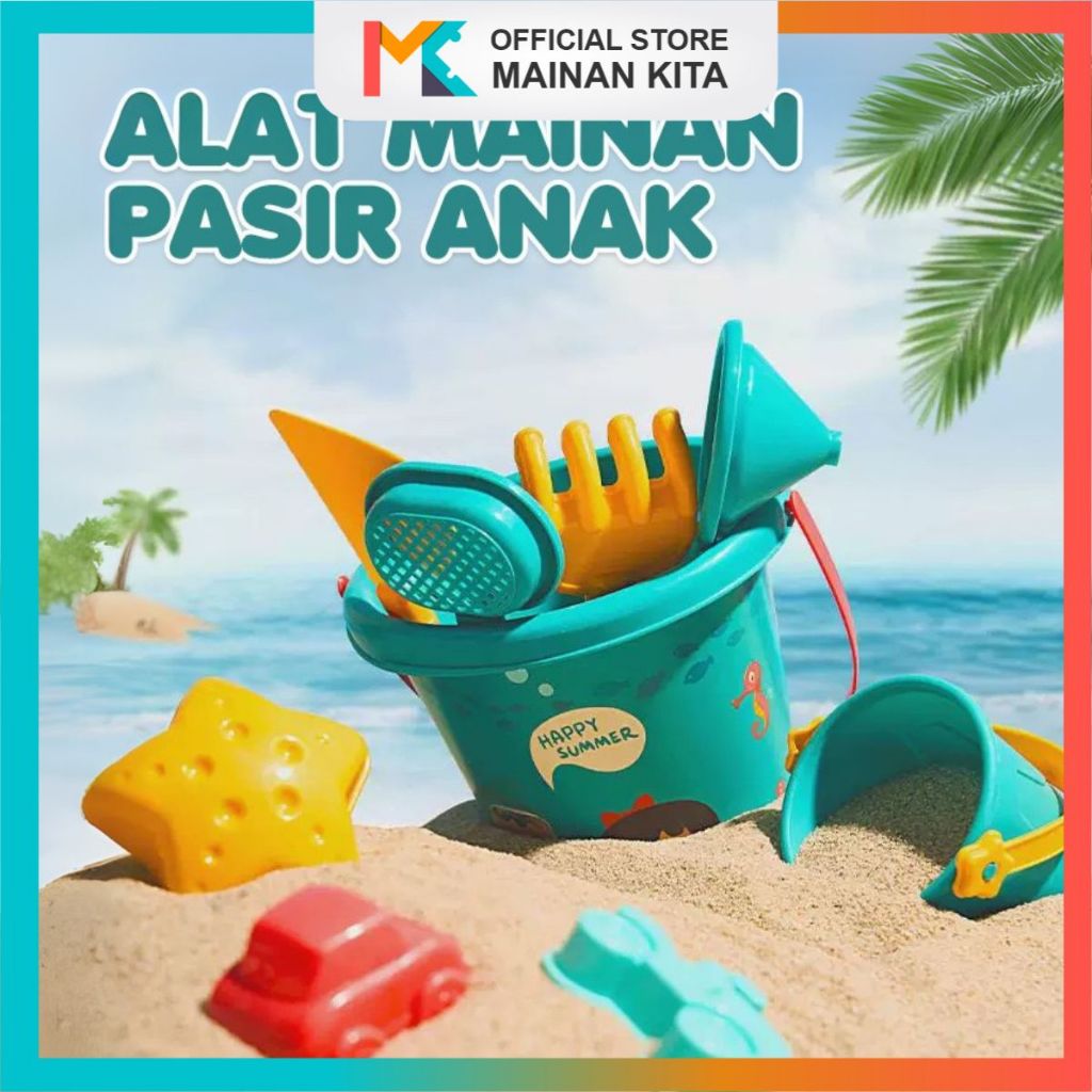 Mk319 Mainan Pasir Pantai Anak Set 18Pcs Ember&Cetakan Lengkap Untuk Bermain Kreatif Di Luar Ruangan