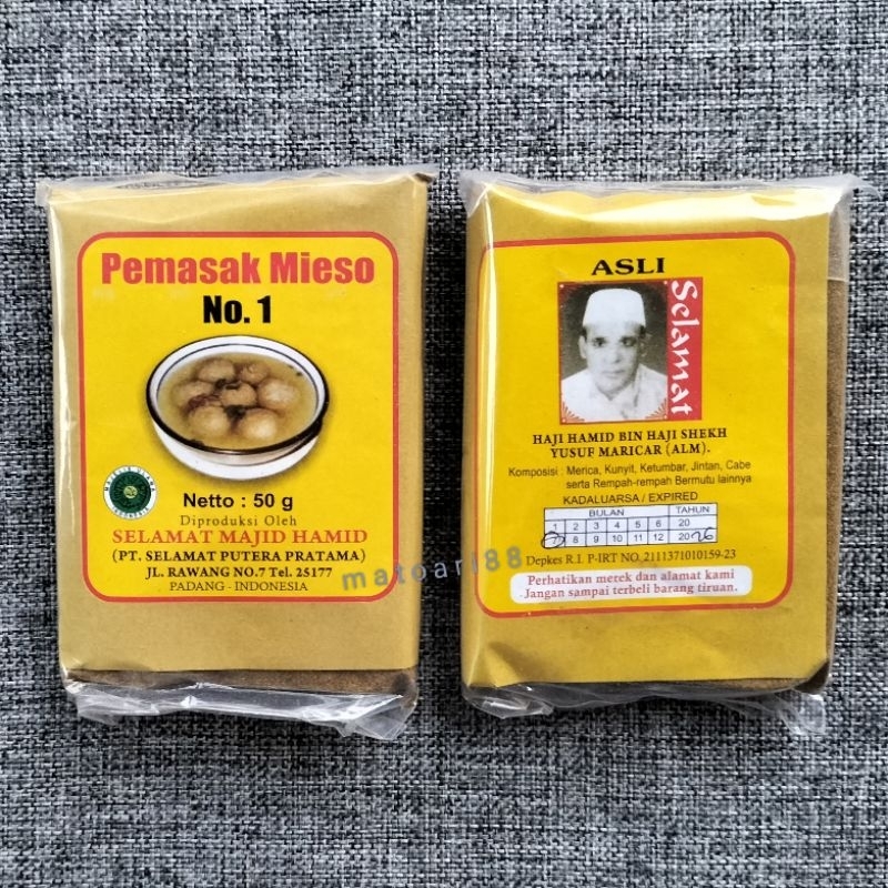 

Bumbu PEMASAK MIESO asli Padang No. 1 (50 gr) SELAMAT MAJID HAMID