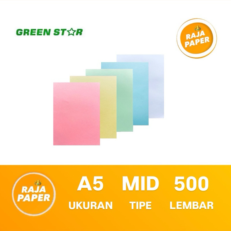 

Kertas NCR " MIDDLE " Ukuran A5 500 Lembar 50 Gsm Gr Gram By GREEN STAR ( 148 Mm x 210 Mm ) / ( 14.8 Cm x 21 Cm ) 1 Rim 500 Lbr 500 Pcs Non Carbon Required Paper Kertas Struk Kertas Nota Penjualan Continuous Form Kertas Faktur