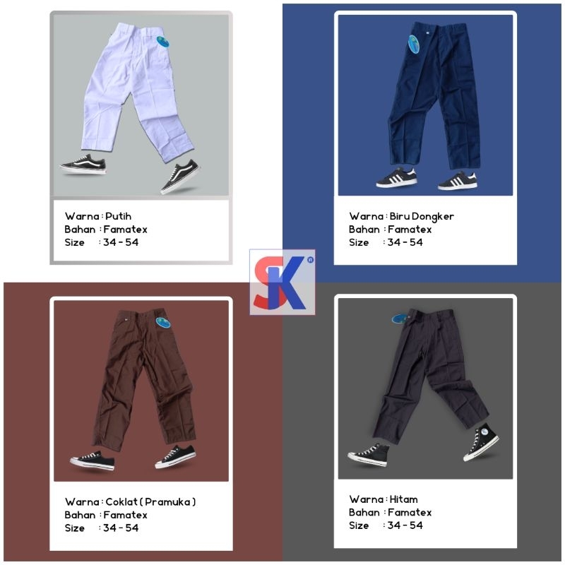 Celana SMP Panjang Karet Pinggang / Celana Panjang SMP Karet Pinggang Pramuka / Celana  Sekolah SMP 