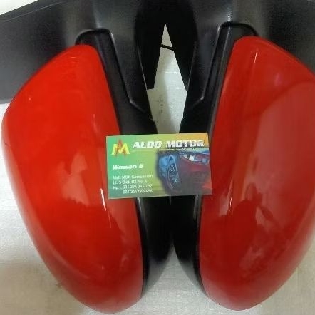 Spion Mazda 2 Merah Retract Polos sepasang