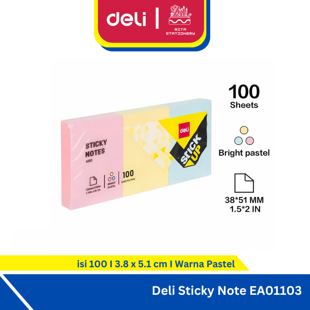 

Deli Memo tempel Sticky Notes 38 x 51mm 100 Sheet - EA01103