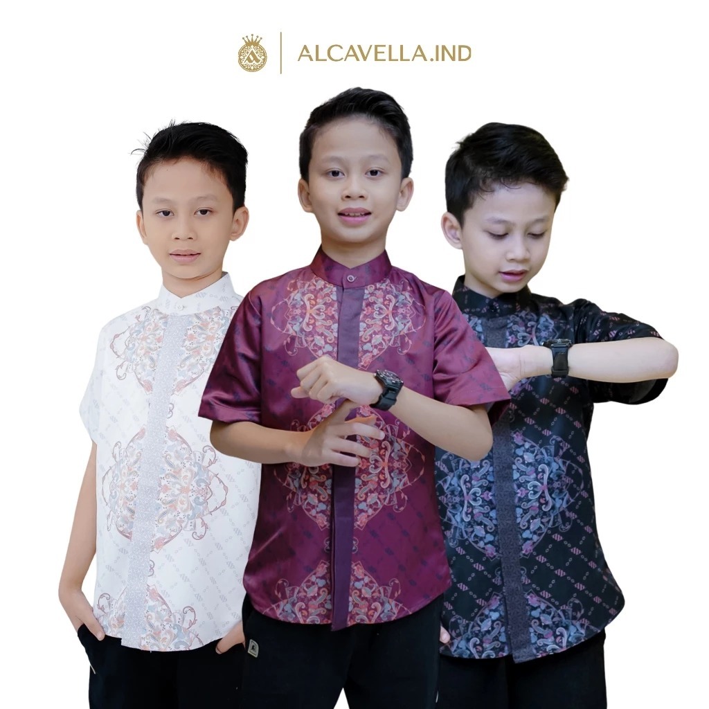 Alcavella - Zaura Kids Koko Terbaru | Baju Anak Laki-laki Muslim Premium Lengan Pendek Ied