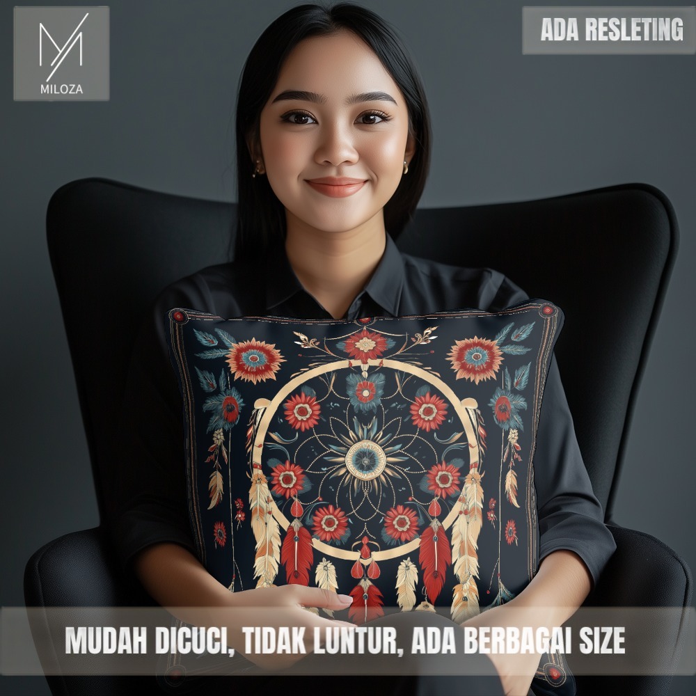 Sarung Bantal Sofa Motif Etnik Bohemian LV 11 - Tebal Kualitas Premium Full Printing Anti Luntur