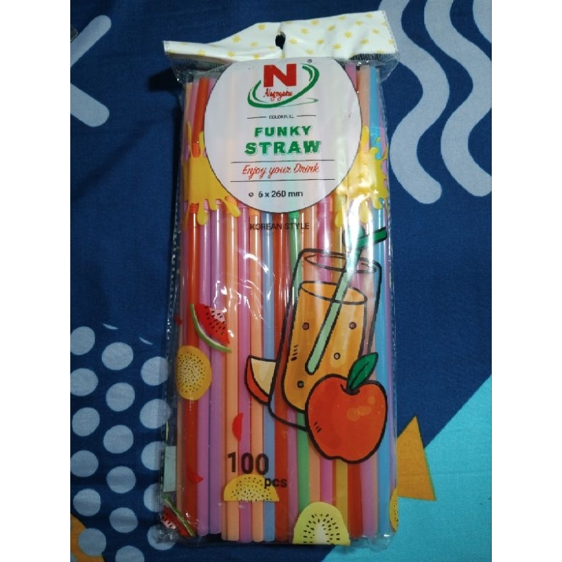 [100 PCS] Sedotan Ulir  Plastik Fungky Korea style / Ulir Creative Straw