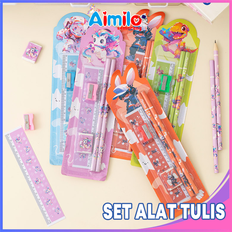 

Aimilo Set Alat Tulis Anak Sekolah Karakter Lucu I Paket Alat Tulis Penghapus Pensil Rautan Penghapus