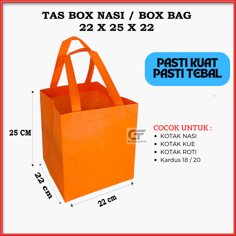 Tas Box Nasi Ukuran 22x25x22 | Tas Sponbond | Tas Roti Kue | Tas Hajatan Aqiqah Tas Kain Spunbond