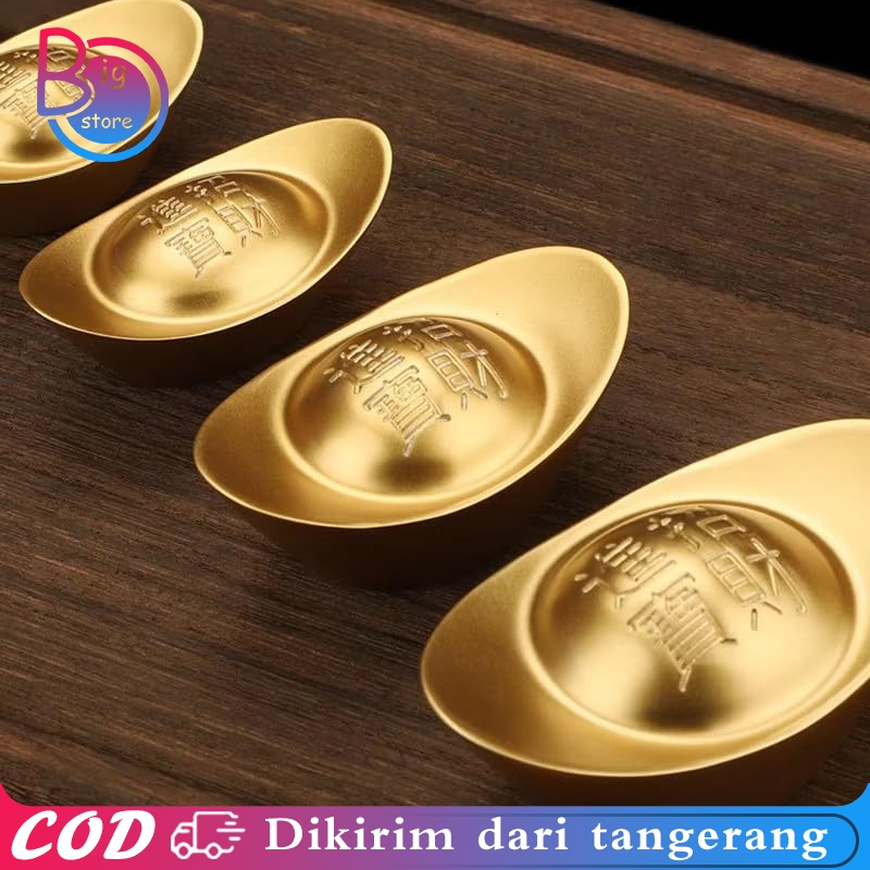Yenpao Emas Dekorasi Yuan Bao Emas Logam Hiasan Yen Bao Feng Shui Hiasan Imlek Fengshui Yen Pao