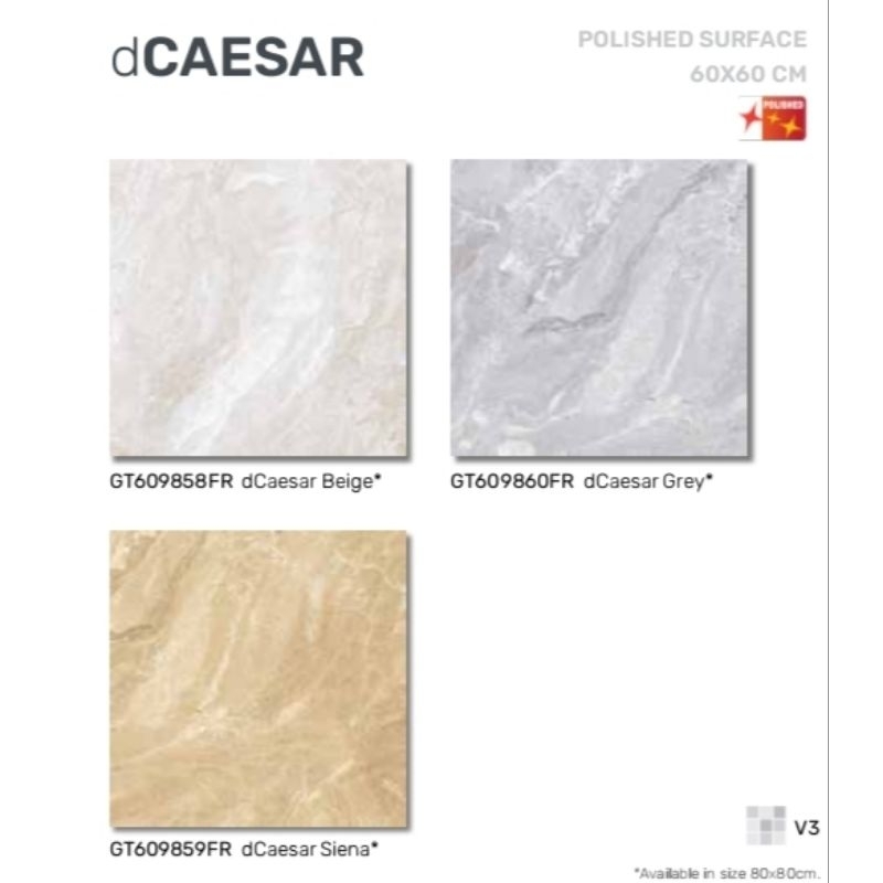 ROMAN GRANIT dCAESAR GLOSS MOOD 60×60 BEIGE, GREY&SIENA